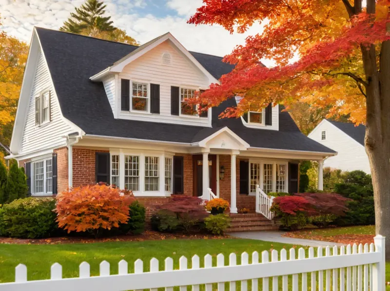 New England home in autumn, one of the areas Pure Pristine serves