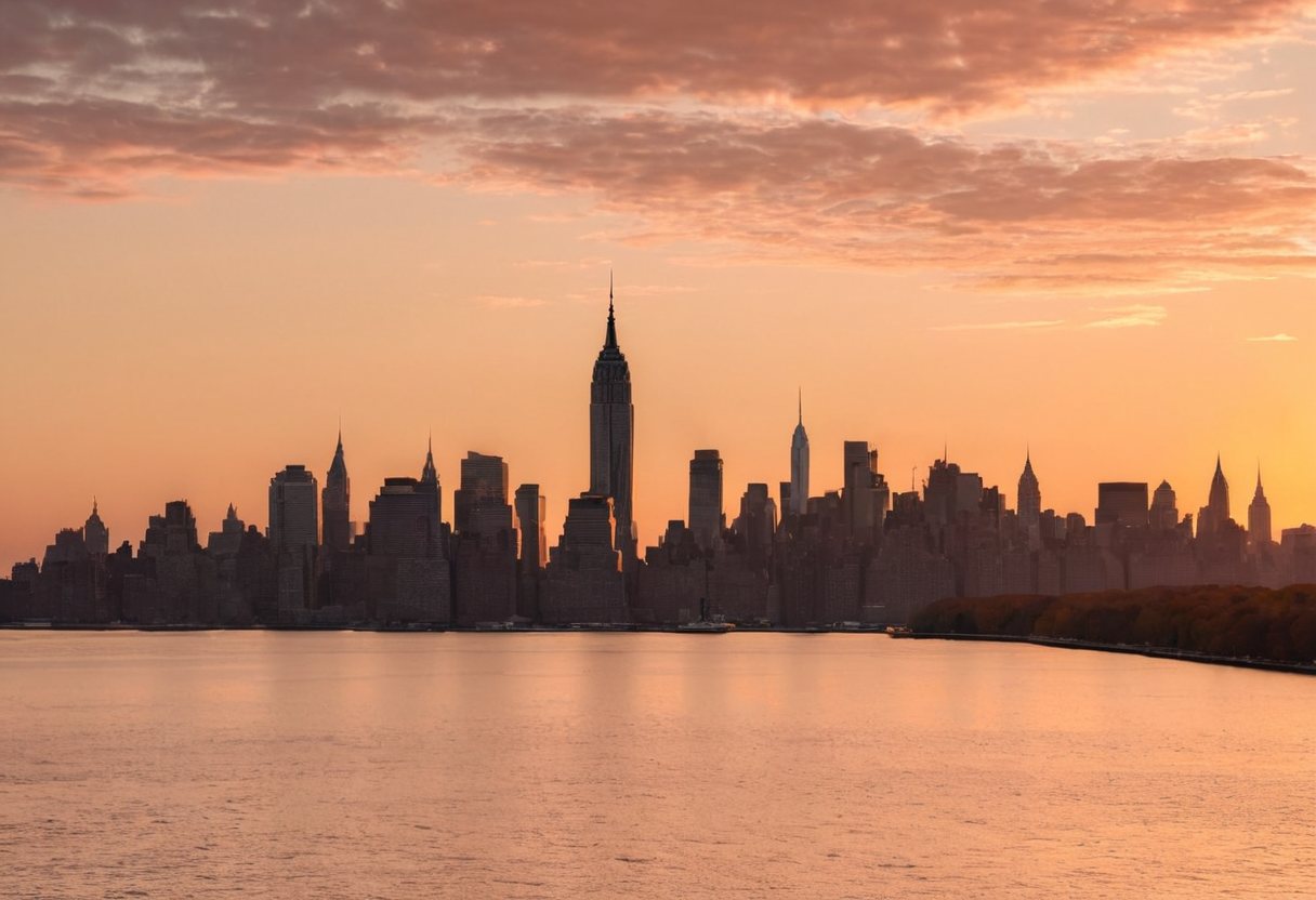 Manhattan New York City skyline at sunset